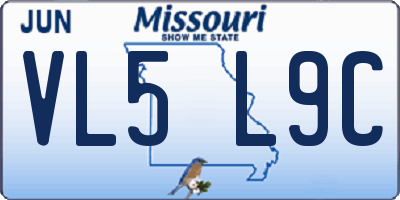 MO license plate VL5L9C