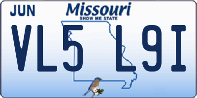 MO license plate VL5L9I