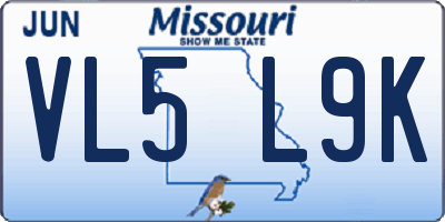 MO license plate VL5L9K