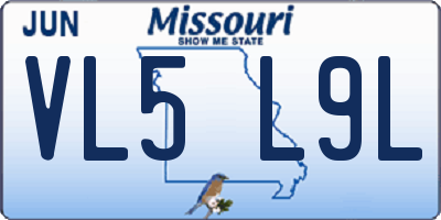 MO license plate VL5L9L