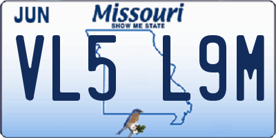 MO license plate VL5L9M