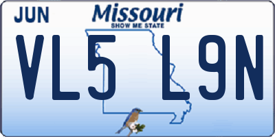 MO license plate VL5L9N