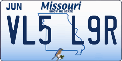 MO license plate VL5L9R