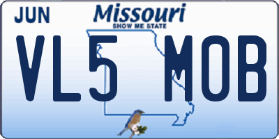 MO license plate VL5M0B