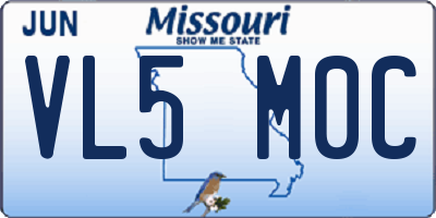 MO license plate VL5M0C