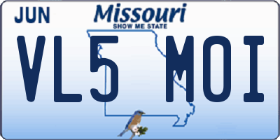 MO license plate VL5M0I