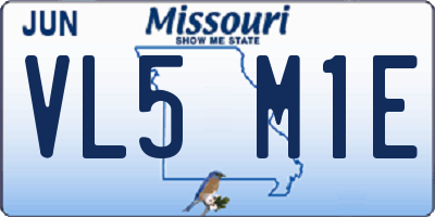 MO license plate VL5M1E
