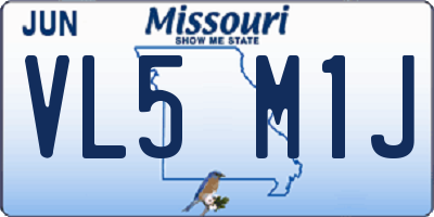 MO license plate VL5M1J