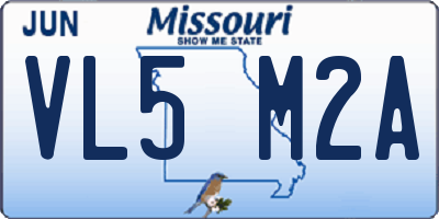 MO license plate VL5M2A