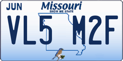 MO license plate VL5M2F