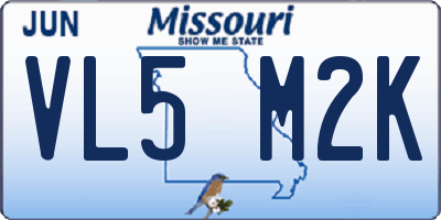 MO license plate VL5M2K