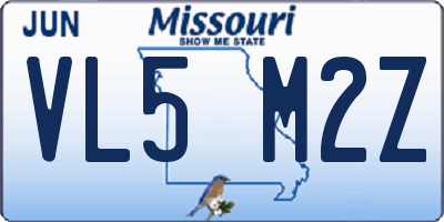 MO license plate VL5M2Z