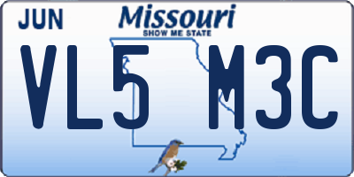 MO license plate VL5M3C
