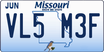 MO license plate VL5M3F