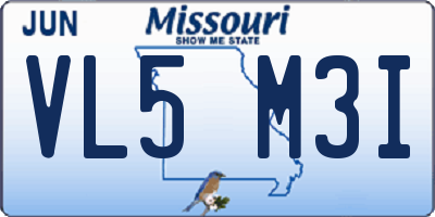 MO license plate VL5M3I