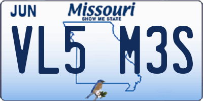 MO license plate VL5M3S