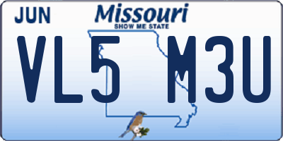 MO license plate VL5M3U