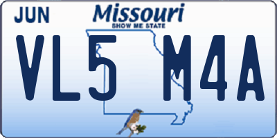MO license plate VL5M4A
