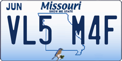 MO license plate VL5M4F