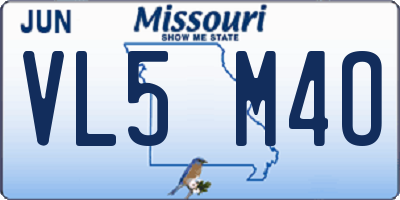 MO license plate VL5M4O
