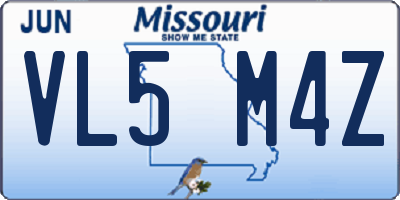 MO license plate VL5M4Z