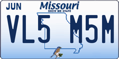 MO license plate VL5M5M