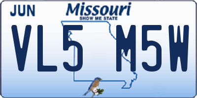 MO license plate VL5M5W