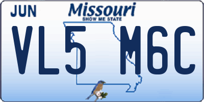 MO license plate VL5M6C