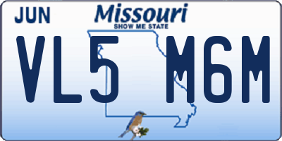 MO license plate VL5M6M