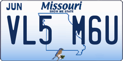 MO license plate VL5M6U