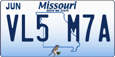 MO license plate VL5M7A