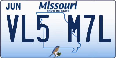 MO license plate VL5M7L