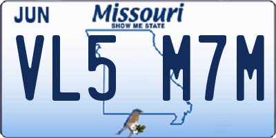 MO license plate VL5M7M