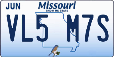 MO license plate VL5M7S