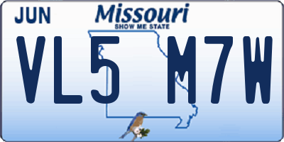 MO license plate VL5M7W