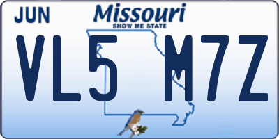 MO license plate VL5M7Z