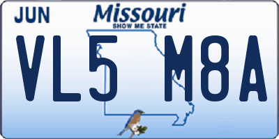 MO license plate VL5M8A