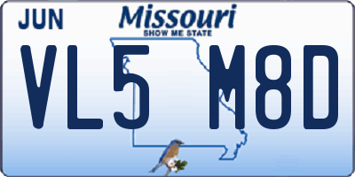 MO license plate VL5M8D