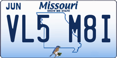 MO license plate VL5M8I