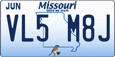 MO license plate VL5M8J