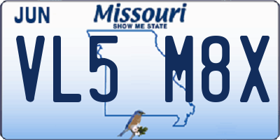 MO license plate VL5M8X