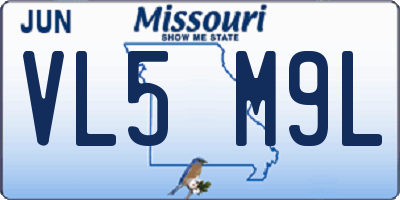 MO license plate VL5M9L