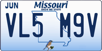 MO license plate VL5M9V