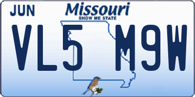 MO license plate VL5M9W
