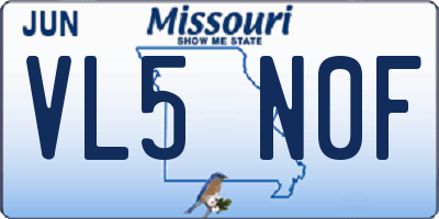 MO license plate VL5N0F