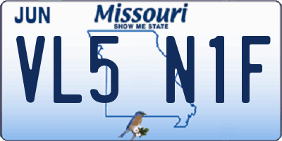 MO license plate VL5N1F