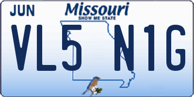 MO license plate VL5N1G