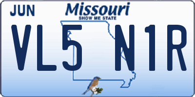MO license plate VL5N1R