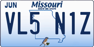 MO license plate VL5N1Z