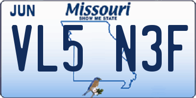 MO license plate VL5N3F